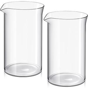 Maxdot 2 Pcs 12 oz French Press Replacement Glass Universal Replacement Beaker for French Press Tea and Coffee Makers Borosilicate 3.3 Glass Spare Carafe