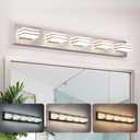 LED Wall Brushed Nickel Vanity Lights for Bathroom Light Fixtures 30W Adjust 3 Colors Modern Bath Lighing Over Mirror LED Vanity Light (5-Light,34inch)
