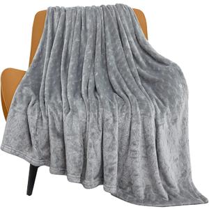 TOONOW Fleece Blanket Super Soft Cozy Throw Blanket 50" x 60", Lightweight Fuzzy Comfy Textured Flannel Blanket Warm Plush Throw Blankets for Couch, Sofa, Bed, Light Grey