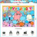 Amazing Cartoon World of Gumball Birthday Party Supplies Pack Includes Backdrop Cake Toppers Balloons for Cartoon Gumball party supplies
