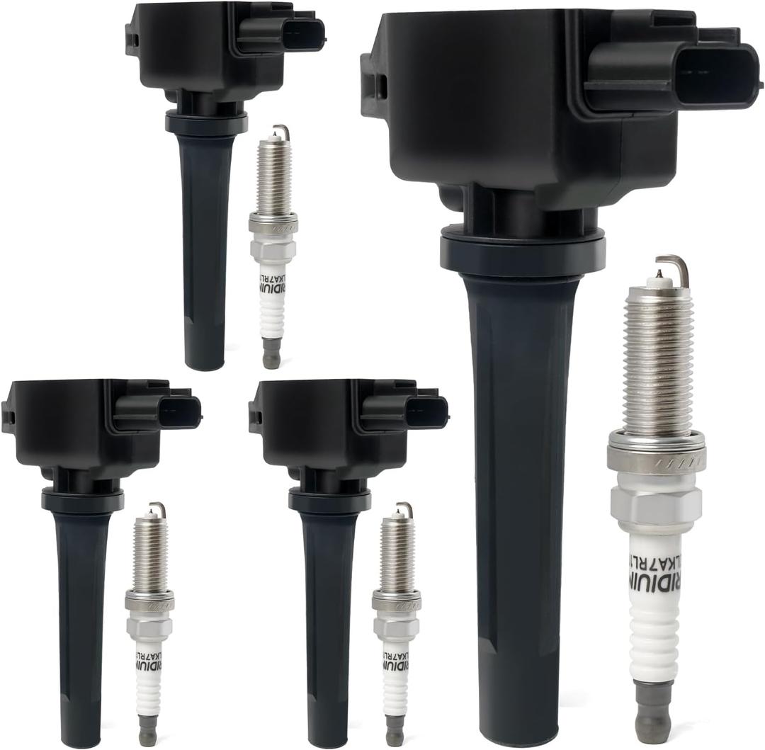 Set of 4 Ignition Coil Packs & Iridium Spark Plugs Compatible with 2.0L 2.5L 2012-2019 Mazda 3, 2016-2018 3 Sport, 2014-2017 Mazda 6, 2016-2020 CX-3, 2013-2018 CX-5, 2016-2018 MX-5 Miata Replace UF656