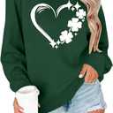 St Patricks Day Sweatshirt Women St Patricks Day Shirt Funny Shamrock Sweater Irish Lucky Long Sleeve Pullover Tops (Green, XL)