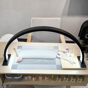 Half Moon Light for Nail Desk, 29" 50W Professional LED Light with 3 Color Temperatures & Dimmer, Multi-Purpose Lighting for Eyelash Extensions, Nail Art, Tattoos, Reading (Black)