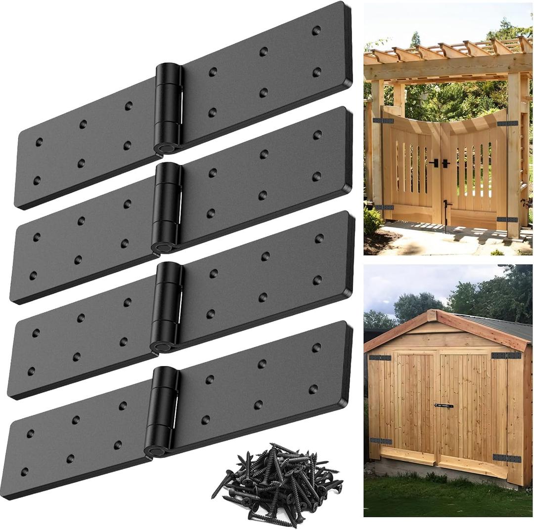 Heavy Duty Gate Hinges,270 Solid Double Layer Folding Butt Hinges with Electroplating for Heavy Plywood, Backyard Wood Gates and Fence(4 Pack)