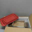 7-Piece Deep Glass Baking Dish Set with Plastic Lids, Rectangular Glass Bakeware Set with Lids, Baking Pans for Lasagna, Leftovers, Cooking, Kitchen, Freezer-to-Oven and Dishwasher, Red