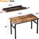 Need 39.4 Inch Folding Desk for Small Spaces, Home Office Computer Desk with Rustic Brown Tabletop & Black Metal Frame, Foldable Writing Table for Study, Bedroom, Dorm Room & Student