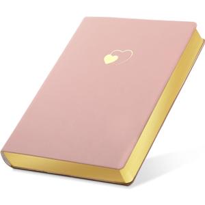 CAGIE Lined Journal Notebook for Women and Girls 256 Pages Cute Diary with Heart-Shaped Leather Journals for Writing A5 Soft Cover Notebooks for Work School (04 Dark pink, A5)