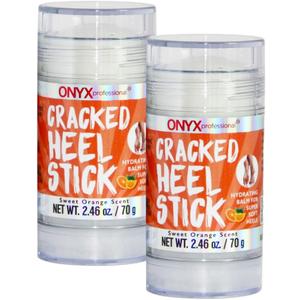 Onyx Professional Cracked Heel Repair Balm Stick for Dry Cracked Feet Treatment, Orange Scent, 2 pack - Moisturizing Foot Balm, Rolls On, No Mess Like Foot Cream or Foot Lotion, Heel Treatment