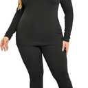 IN'VOLAND Womens Plus Size Thermal Long Johns Sets Fleece Lined 2 Pcs Underwear Top & Bottom Pajama Set (Black, 24 Plus)