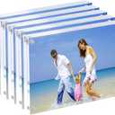 Acrylic Photo Frames,3.5x5'' Double Sided Magnetic Picture Frame, Desktop Frameless Postcard Display (5 Pack)