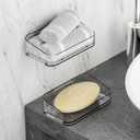 2 x SUOXING Adhesive Bar Soap Holder for Shower Wall,Clear Plastic Soap Savers for Bar Soap,Hanging Soap Rack and Soap Dish Tray for Bathroom with Command,Drill-Free,Pack of 2