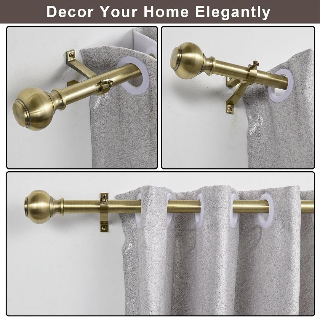 Nickel Brushed Window Curtain Rods 36 to 72 Inch, Adjustable Curtain Rod,Heavy Duty Window Rods,Thicken Sturdy Drapery Rods,Single Telescoping Decorative Curtain Rod for Window