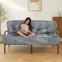 MAXYOYO 8" Futon Mattress, Full Size Extra Thick Futons Sofa Couch Bed for Adults, Velvet Floor Mattress Shredded Foam Filling (Frame Not Included) (Dark Grey)