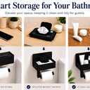Toilet Paper Holder with Storage, Wall Mount Toilet Paper Holder with Shelf, Flushable Wipes Dispenser, Sanitary Napkin Receptacle, Matte Black Stainless Steel for Bathroom Commercial