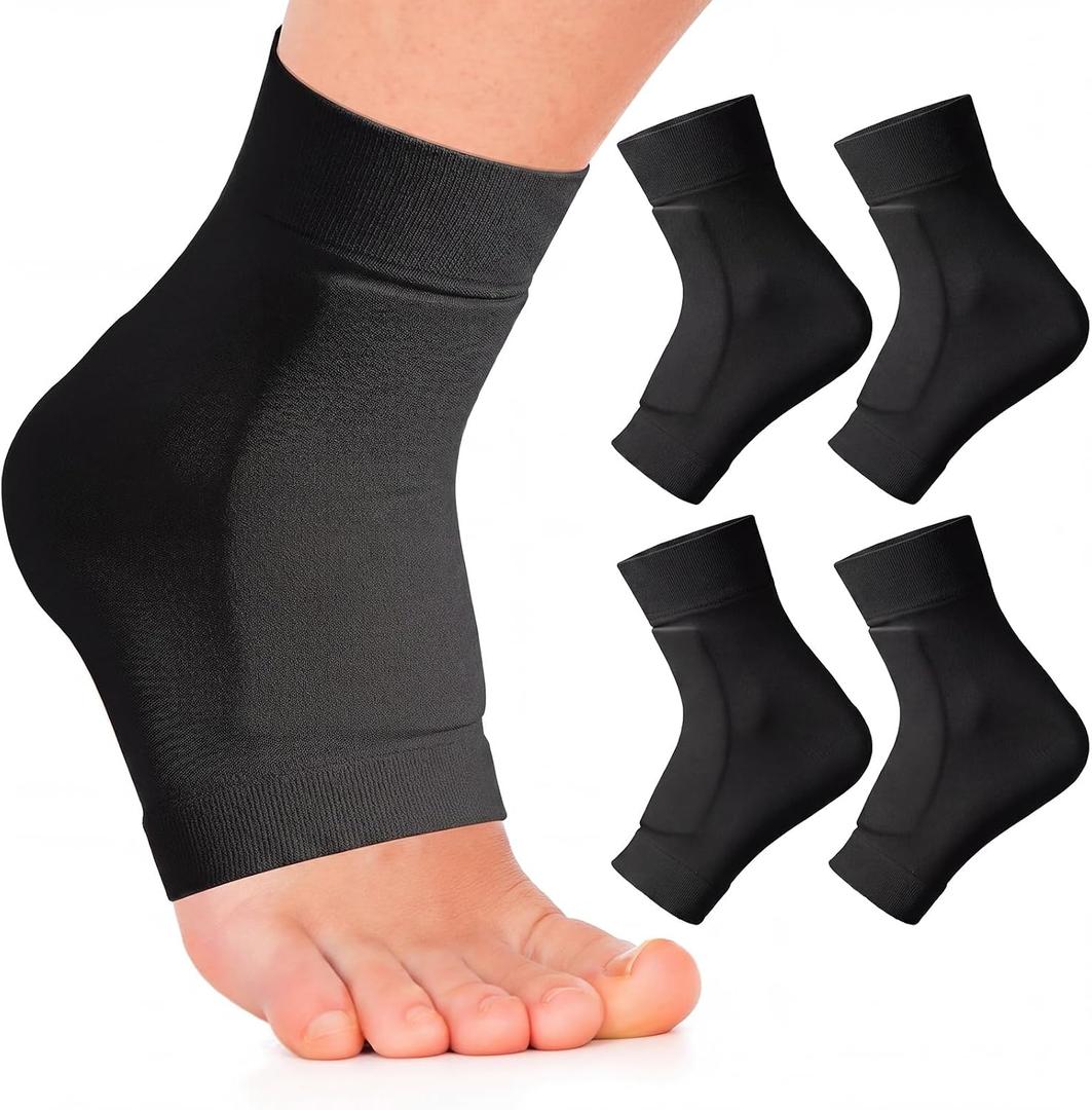 Nuanchu 2 Pairs Padded Skate Socks Ice Skating Protection Socks Lace Bite Gel Pads Ankle Malleolar Sleeves Protection Guards for Front Foot Shin Achilles Tendon Heel