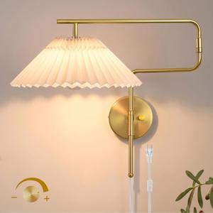 Plug in Wall Sconces Set of 2, Farmhouse Swing Arm Rustic Wall Lamp Decor