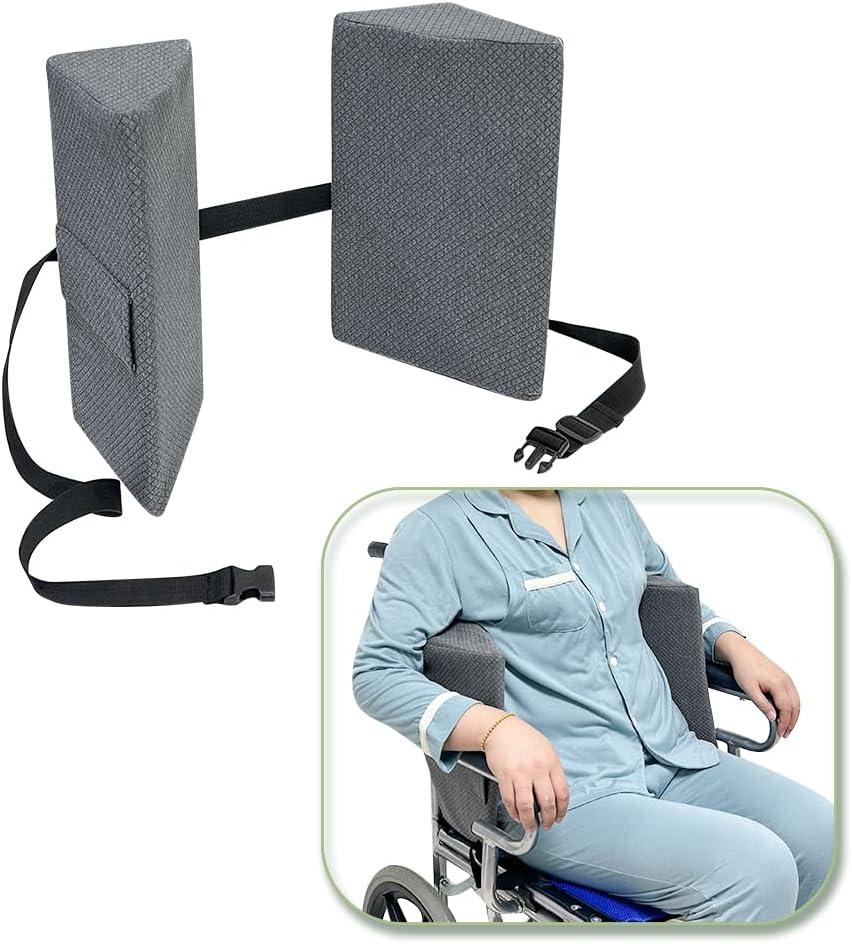 KAAMOS Lateral Support for Wheelchair Side Guards Wheelchair Lateral Support Cushion Posture Foam Wedge Pillows Contoured Wheelchair Cushion Side Padding for Seniors Better Posture with Strap, Gray Large
