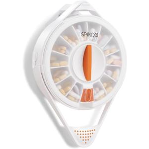 Fullicon Pill Dispenser with 14 Large Compartments and Child-Proof Lock, Spindo Medicine Dispenser-Dispense Vitamin/Tablet/Supplement for Elderly/Amnesia/Dementia (Light White)