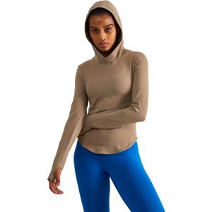 sphinx cat Womens Hooded Athletic Long Sleeve Running Shirts Workout Yoga Tops with Thumb Holes Slim Fit, Brown, 6