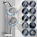 High Pressure Handheld/Rain 82-mode 3-way Shower Head Combo with 25.75" Adjustable Drill-free Stainless Steel Slide Bar, Pet & Tub Power Wash and Anti-clog Nozzles, with 5ft Hose - Polished Chrome