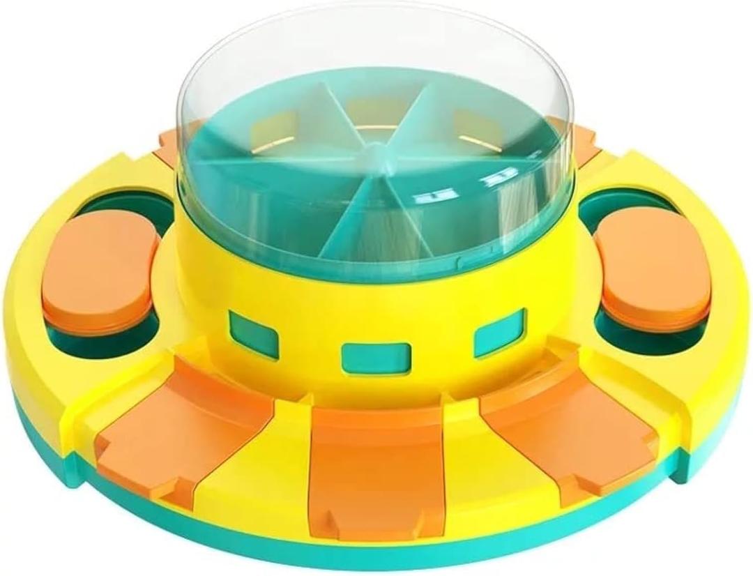 Piggy Poo and Crew Treat Popper Puzzle Game - Slow Feeder, Interactive Dog Toy Treat Dispenser, Food Puzzle Games for Small Animals (Blue and Yellow)