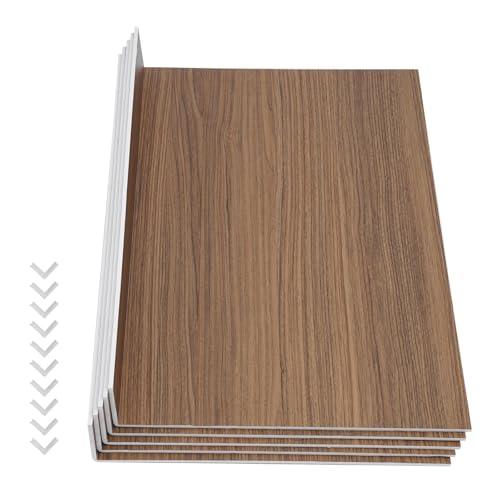 Hteedy 4 Pcs Wire Rack Covers, Removable Foamed PVC Pantry Shelves Covers, 0.2 Inch Thick for Kitchen Bedroom Bathroom Living Room Closets Shelves Shelving (12x16 Inch, Dark Wood Color)