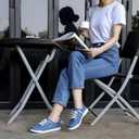 STQ Women's Slip On Machine Washable Sneakers (9, Denim Blue)