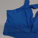 GRAPENT Bikini Tops for Women Twist Front Ruched Bathing Suit Adjustable Crisscross Back Cropped Tankini Swim Top Only (X-Large, Mykonos Blue)