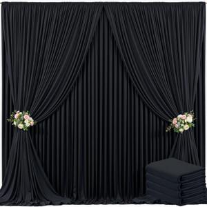 4 Panels Black Backdrop Curtain for Parties Black Wrinkle Free 20ft x 10ft Backdrop Drapes for Birthday Party Wedding Photo Photography Polyester Fabric Background Decoration