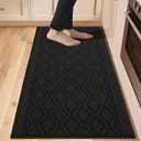 COSY HOMEER-Kitchen-Rugs-Non-Slip-Washable 24"x60" Absorbent Kitchen Runner Rugs Polypropylene Kitchen Mats for Floor,Sink Mat,Hallway,Laundry,Black