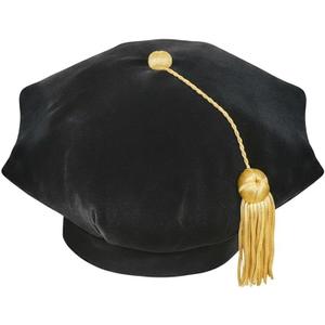 CLERKMANS Doctoral PhD Graduation Velvet Tam with Gold Bullion Tassel, 8 Sided