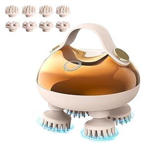 arboleaf Scalp Massager Kneading Head Massager Scalp Stress Relax Portable Rechargeable Hair Massager Shower Massage Waterproof Cat Massager Scratcher,Gift for Mom Dad (Gold and Rose Pink)