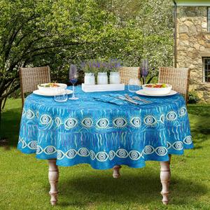 Home Bargains Plus Blue Evil Eye Round Fabric Tablecloth, 70 Inch, Wrinkle, Water and Stain Resistant French Mediterranean Table Cover for Holiday Party Dining Home Bargains Plus Blue Evil Eye Round Fabric Tablecloth, 70 Inch, Wrinkle, Water and Stain Resistant French Mediterranean Table Cover for Holiday Party Dining
