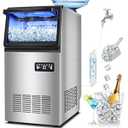 Commercial Ice Maker Machine 150LBS/ 24H, Dual Water Inlet Options, Stainless Steel Air Cooled Freestanding/ Under Counter Ice Maker Smart LCD, Self-Cleaning, Quiet for Home, Bar, Restaurant