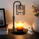 Candle Warmer Lamp with Timer Dimmer, Adjustable Height Candle Wax Warmer Warming Lamp with 2x50W Bulbs for Scented Candles for Housewarming Bedroom Home Decor Mom Women (Gray 04)