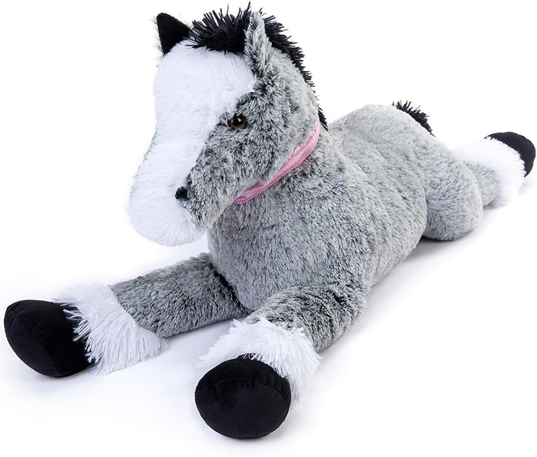 Tezituor 35 Inch Horse Stuffed Animals, Large Stuffed Horse Plush Pillow, Soft Gray Pony Plush Toy for Boys Girls
