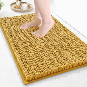 Arotive Luxury Bathroom Rugs 24x16, Extra Soft Thick Absorbent Shaggy Chenille Bath Rugs, Non-Slip Machine Wash Dry, Bath Mats for Bathroom Floor, Tub and Shower, Home Decor Accessories, Golden Yellow