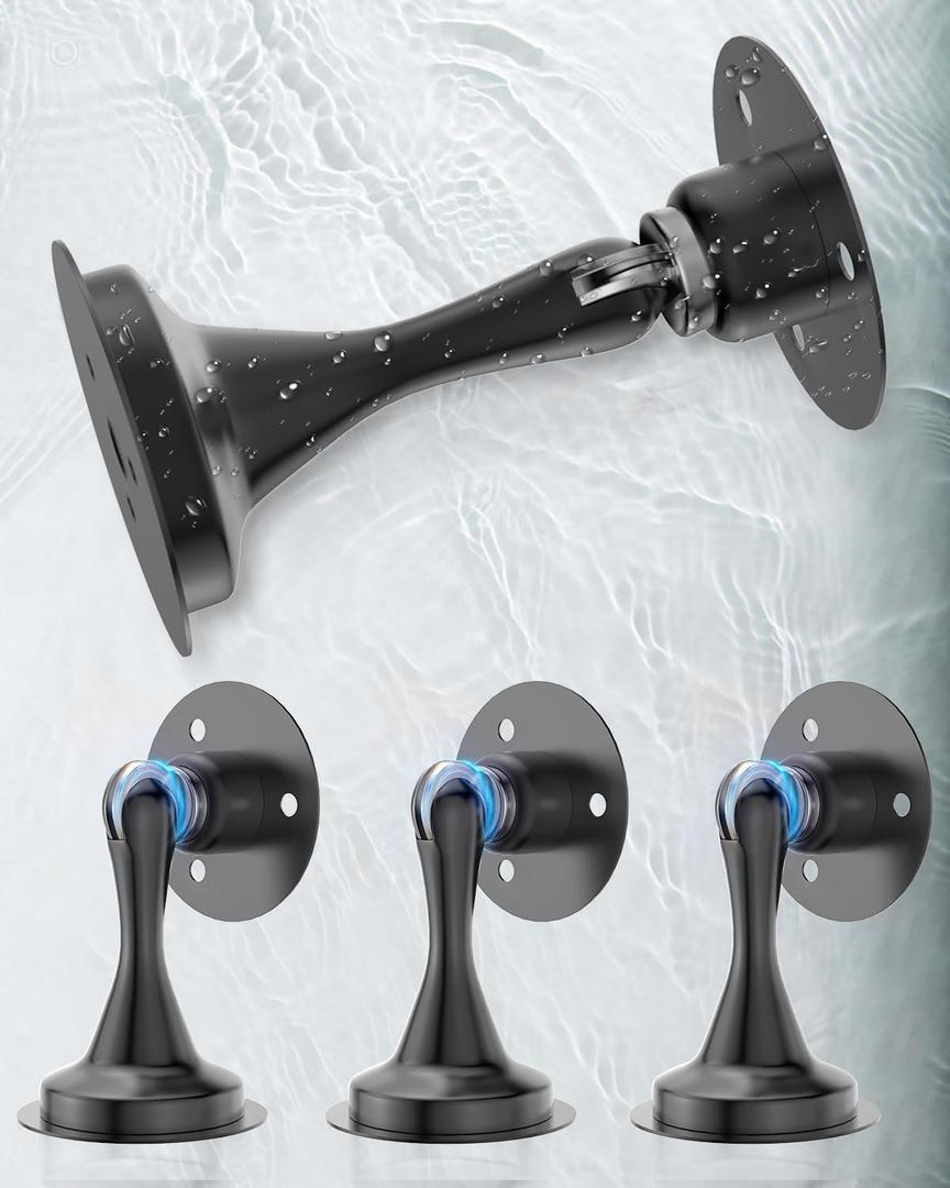 Magnetic Door Stoppers for Bottom of Door - 4 Pack Stainless Steel Door Stops Holder Catch for Wall Floor Mount - Easy No Drilling Strong Adhesive & Screws Keep Door Open Home Office Hotel(Black)