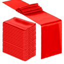 Bencailor 24 Pcs Bright Red Satin Table Runner Bulk 12 x 108 Inches Long Table Runners Bright Smooth Fabric Tablecloth for Wedding Banquet Birthday Valentines St Patrick's Day Party Decorations