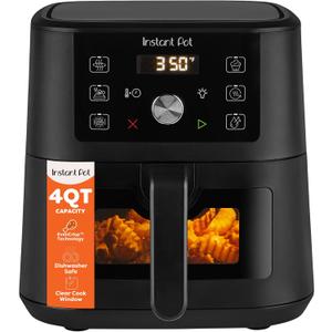 Instant Pot 4Qt Vortex 6-in-1 Mini Air Fryer, Custom Program Options, Air Fry, Broil, Roast, Dehydrate, Bake, Reheat, Black, 4 Quarts