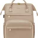 LOVEVOOK Leather Laptop Backpack for Women 15.6 inch,Travel Backpack Purse Nurse Teacher Backpack Computer Laptop Bag,Professional College Business Work Bags Carry On Backpack with USB Port,Sandy