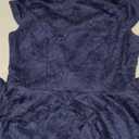 MUADRESS Women Cap-Sleeve Lace Floral Elegant Cocktail Dress Crew Neck Knee Length Bridesmaid Prom Dresses for Party Navy Small