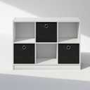 Furinno Cubic Closet Organizers and Storage, 6-Cube Closet Organizer with Bins, Open Shelf Storage, for Wardrobe, Bedroom, Living Room, White