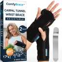 ComfyBrace Carpal Tunnel Wrist Brace (Pack of 2) with Splint and Palm Cushion - (Adjustable and Fits Both Hands) - for Support, Carpal Tunnel, Tendonitis, Wrist Injury, and Pain