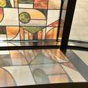 Faux Stained Glass Effect Window Film, Original Double-Sided Hand-Drawn Static Cling Window Sticker for Window Entryway Glass Decor, 16.93"x39.37", Mid Century Modern Pastel