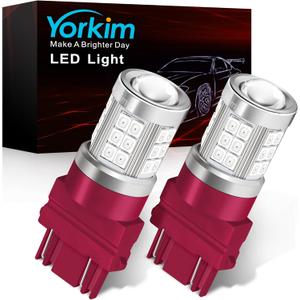Yorkim 3157 LED Bulb Red 3157 led brake light bulb, 3157a led bulb 3156 led red lights 3056 3057 4157 bulb led 3157 Replacement Lamp for Stop Lights Brake Lights Tail Light Bulbs, Pack of 2