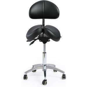 Saddle Stool with Wheels,Rolling Stool with Back Support&Split Seats,Ergonomic Stool Saddle Stool for Hair Stylist for Dentist Salon Tattoo(Black with Split Seats), 1 Pack