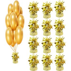 Balloon weights, 12 pieces, aluminum foil, suitable for birthday parties, gatherings, weddings, dinners and other occasions, weight 0.36lb (Light Gold)