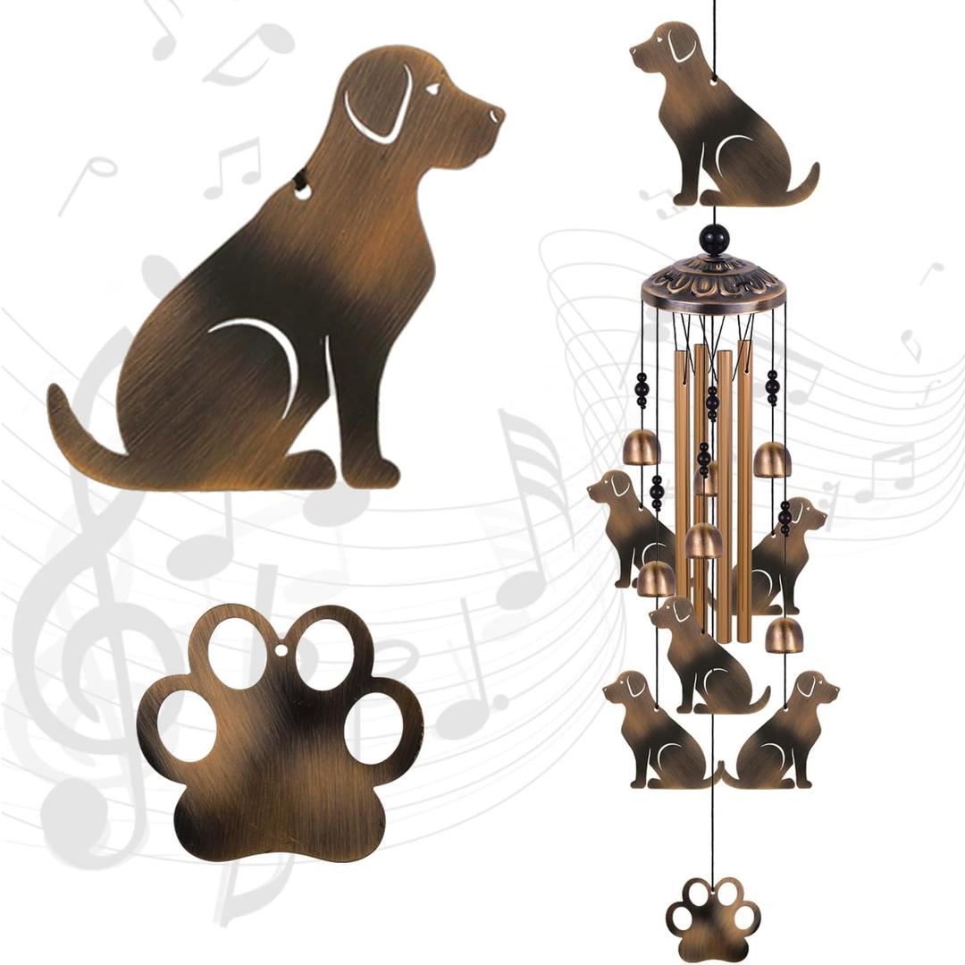 Bronze Dog Wind Chimes for Garden/Home/Balcony/Lawn/Tree/Yard/Indoor/Outside Decoration, Retro Wind Catcher, Dogs Decor, Blessing Wind Bells, Memorial WindChimes Gifts for Mom, Grandma, Woman, Friend