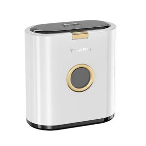 Bathroom Trash can with lid, 3.4 gallon/13 Liter Ultra-Thin Plastic Trash can, Press flip lid Sealed, Suitable for Kitchen, Bedroom, Office, Laundry Room, Toilet, RV (White)